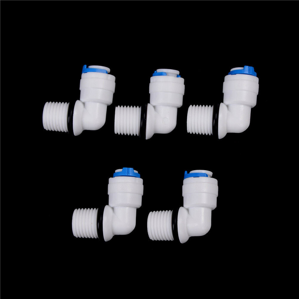 5PCS 1/4" Male Thread - 1/4" OD Tube RO Water Elbow Quick Connector MD J.dnW Kt