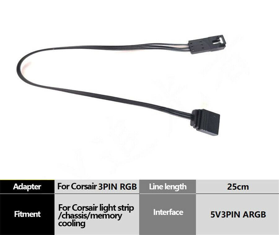 3-Pin 5V For Aura/Mystic Light A-RGB to Corsair RGB Adapter