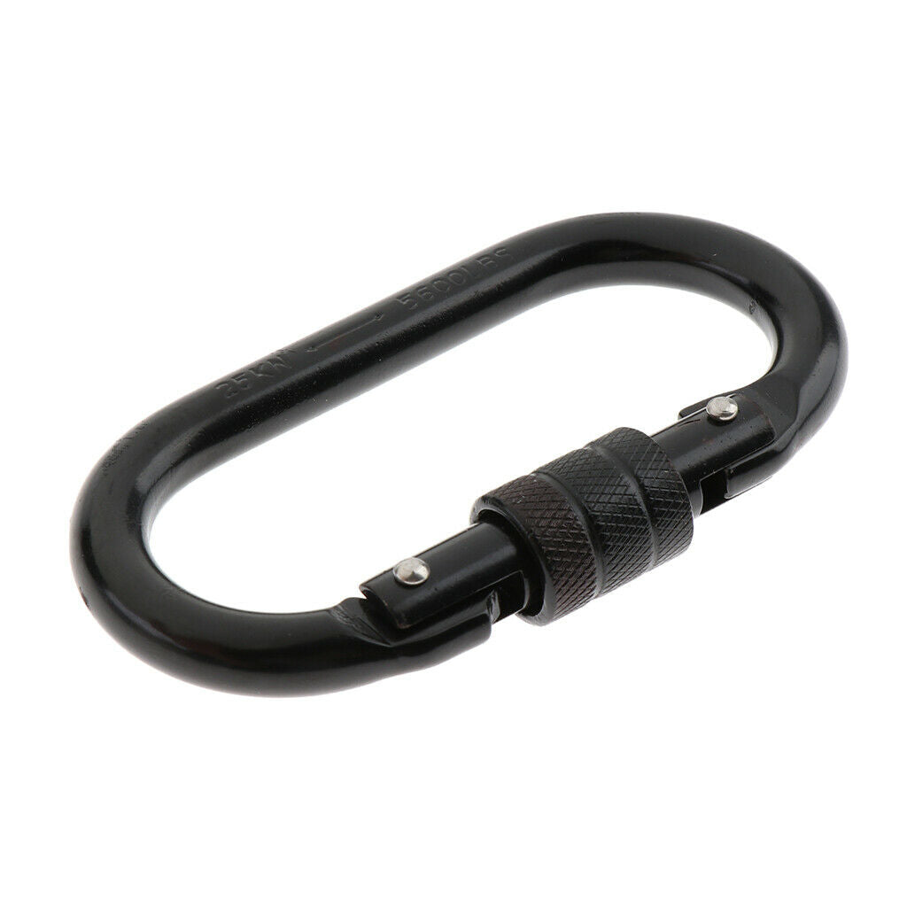 25KN Oval Steel Climbing Screw Lock Carabiner For Rock Tree Climbing Rappelling