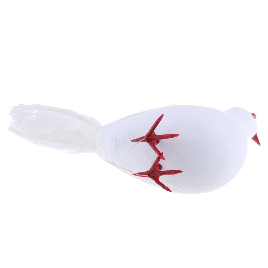 5Pcs Artificial Foam Feather White Doves Birds Craft Birds Home Wedding Decor