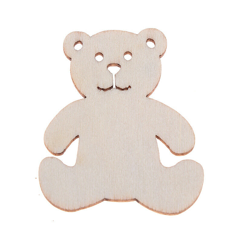 Bear Pattern Wood DIY Crafts For Home Decor Natural Wooden Ornaments Acce.l8
