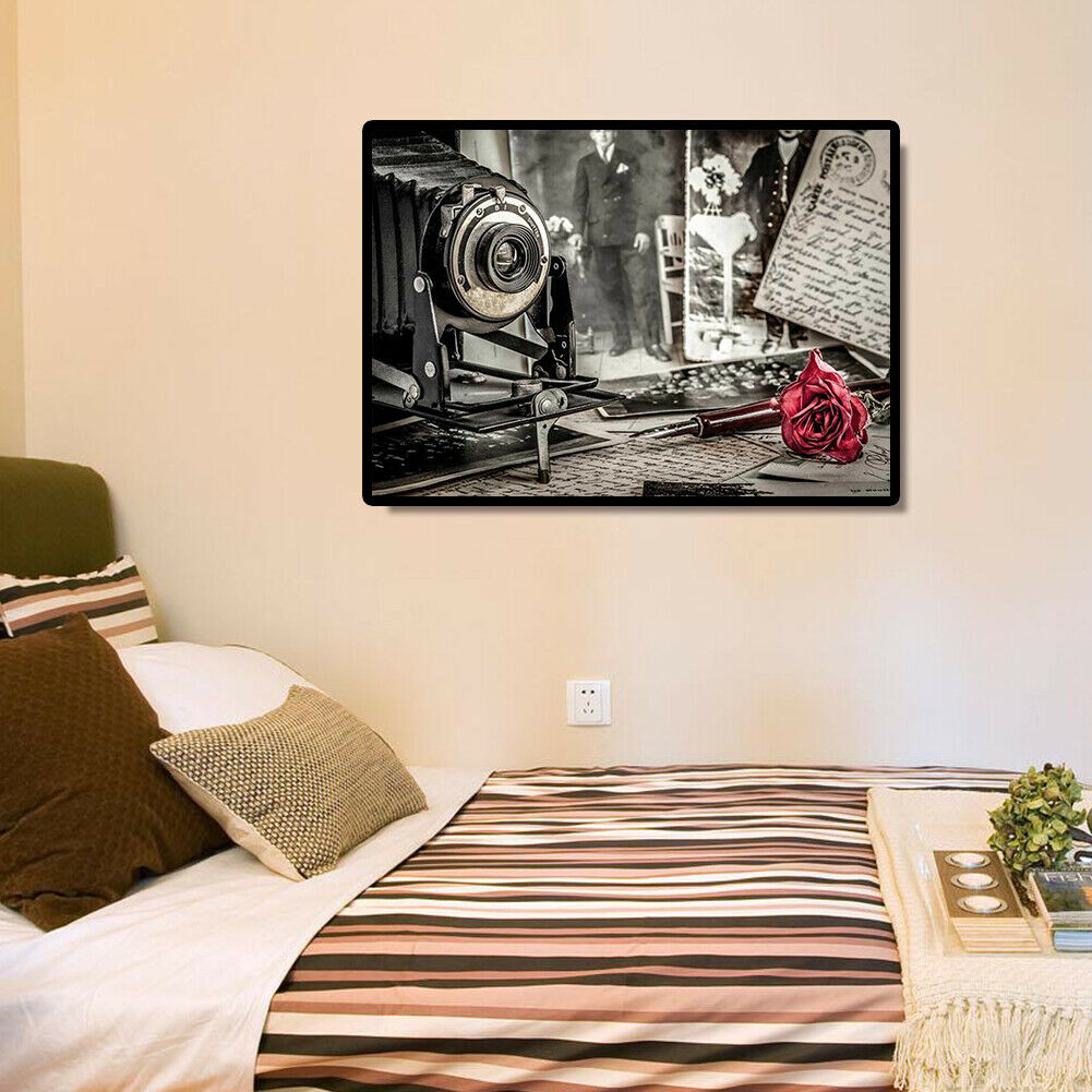 5D Round Diamond Painting Old Camera Cross Stitch Embroidery Mosaic Decor @