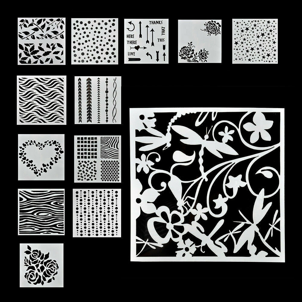 Lots 13pcs Embossing Template Scrapbooking Walls Painting Layering Stencils DIY
