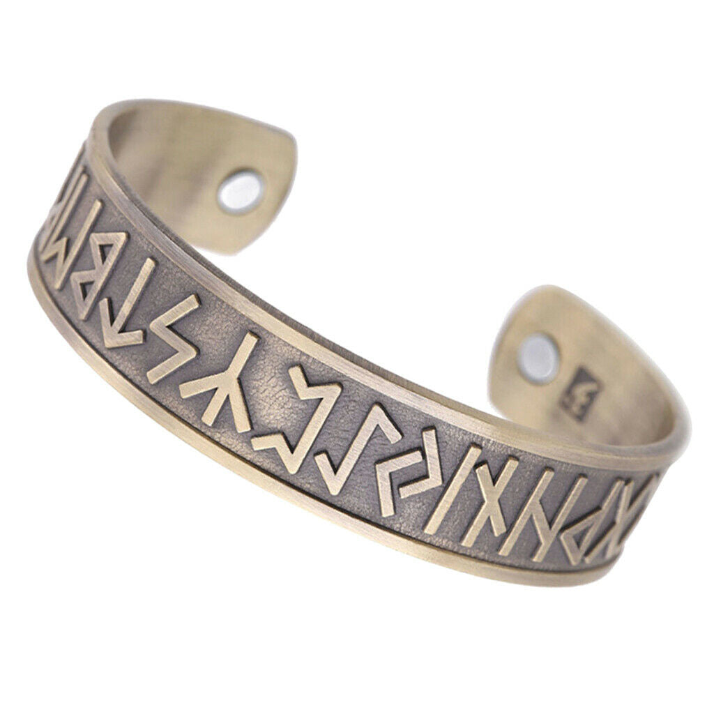 2pcs Nordic Viking Scandinavian Runes Jewelry Bracelet Wide Cuff Wristband