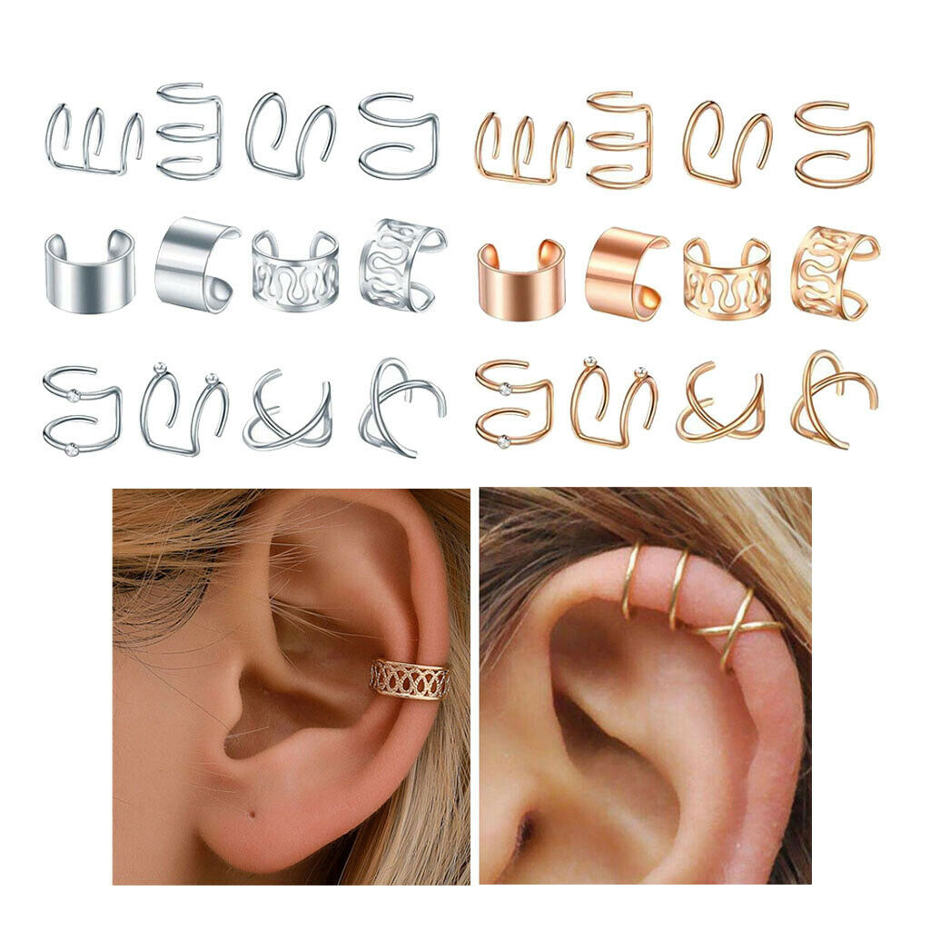 24x Fashion Modern Ear Cuff Mixed Style Non-Piercing Jewelry Women Unisex