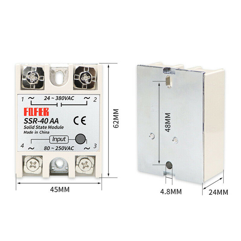 SSR-100AA AC Control AC Single-Phase Solid State Relay AC 80V-250V to AC24-380V