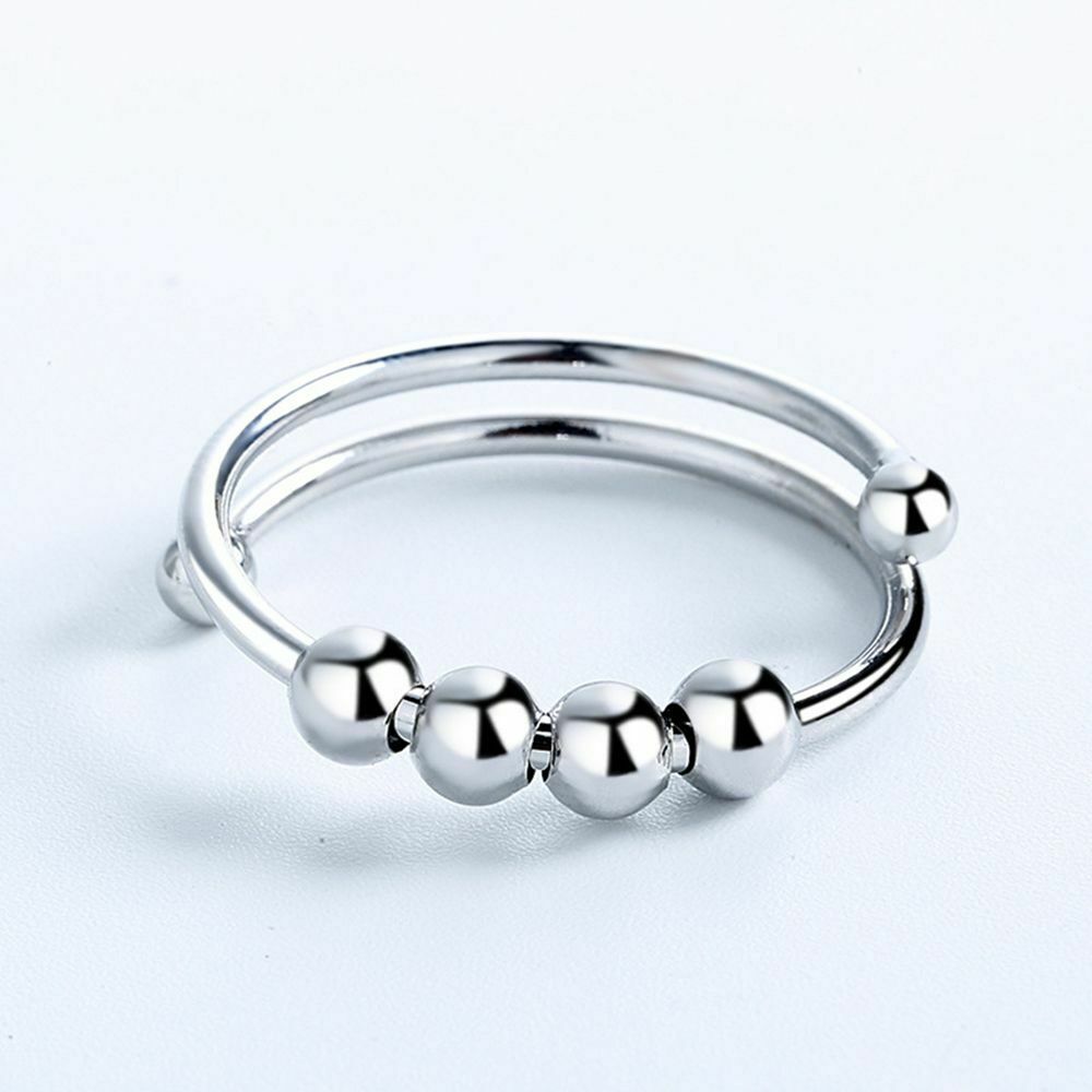 Stress Accessories Fidget Beads Rings Anxiety Ring Rotate Freely Beaded Jewelry