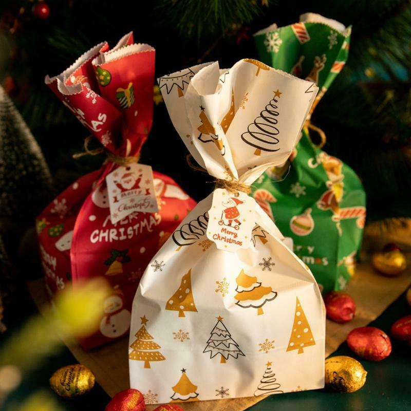 24pcs Christmas Goody Bags Holiday Treat Bag Candy Gift Bags with Seal Stickers