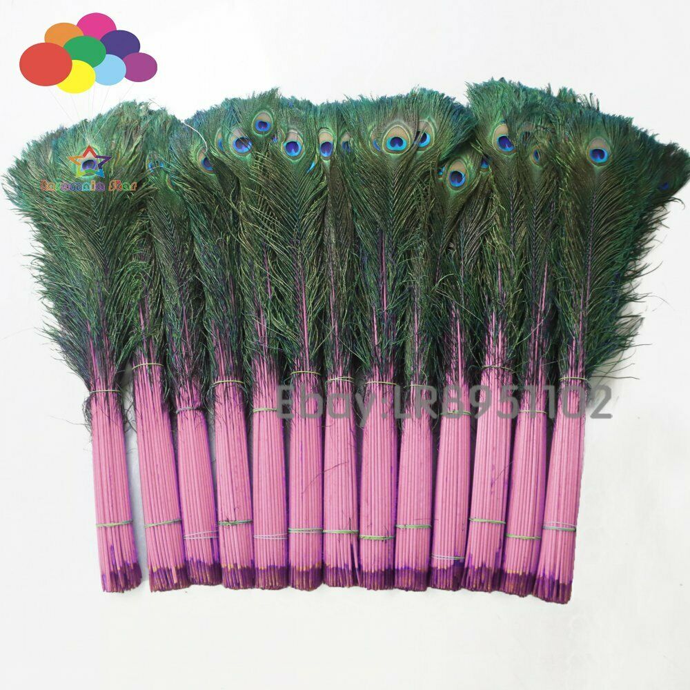 Wholesale 100 Pcs/Lot 70-80 CM/28-32 Inch High-Quality pink Peacock Feathers DIY