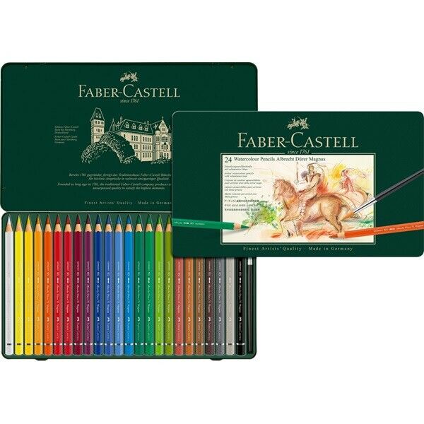 #116912 Faber Castell Tin of 24 Watercolour Pencils Set Assorted Colours Artist