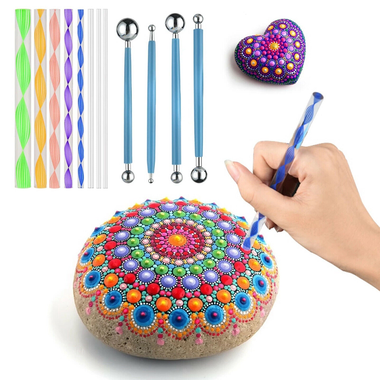 47Pcs Mandala Dotting Tools Rock Painting Kits Art Pen Paint Stencil Brush