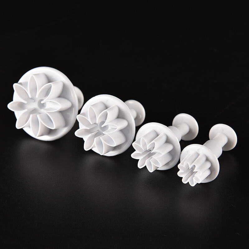 4 Pcs Cake Xmas Daisy Flower Plunger Fondant Decor Sugar craft Mold Cutte.l8