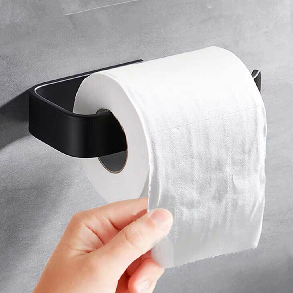 Black Bathroom Toilet Paper Holder Towel Tissue Wall Mounted Roll Stand Hook