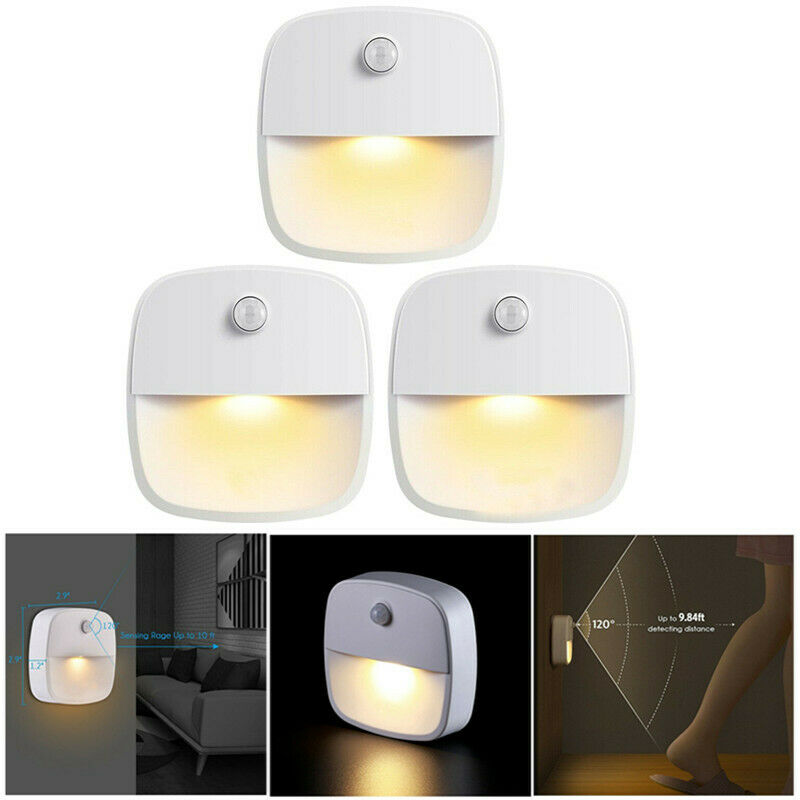 3PC LED PIR Infrared Motion Sensor Wireless Night Light Cabinet Stair Lamp