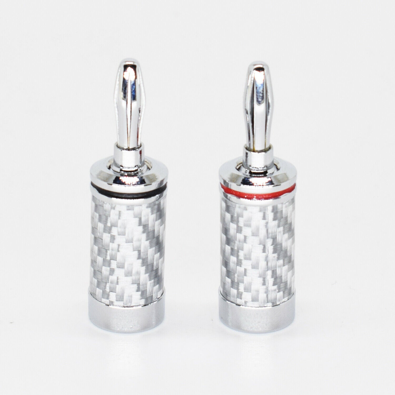 4pair Rhodium 4mm Banana Plug Male Speaker Audio Connector Carbon Fiber Tube