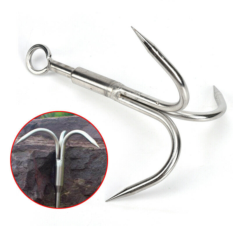 3 Claws Grappling Hook Climbing Survival Carabiner Tool Stainless Steel .l8