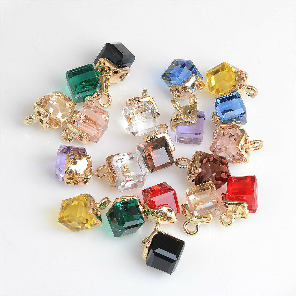 20pcs Alloy Cube Crystal Charms Pendants Jewelry Making Findings Accessories