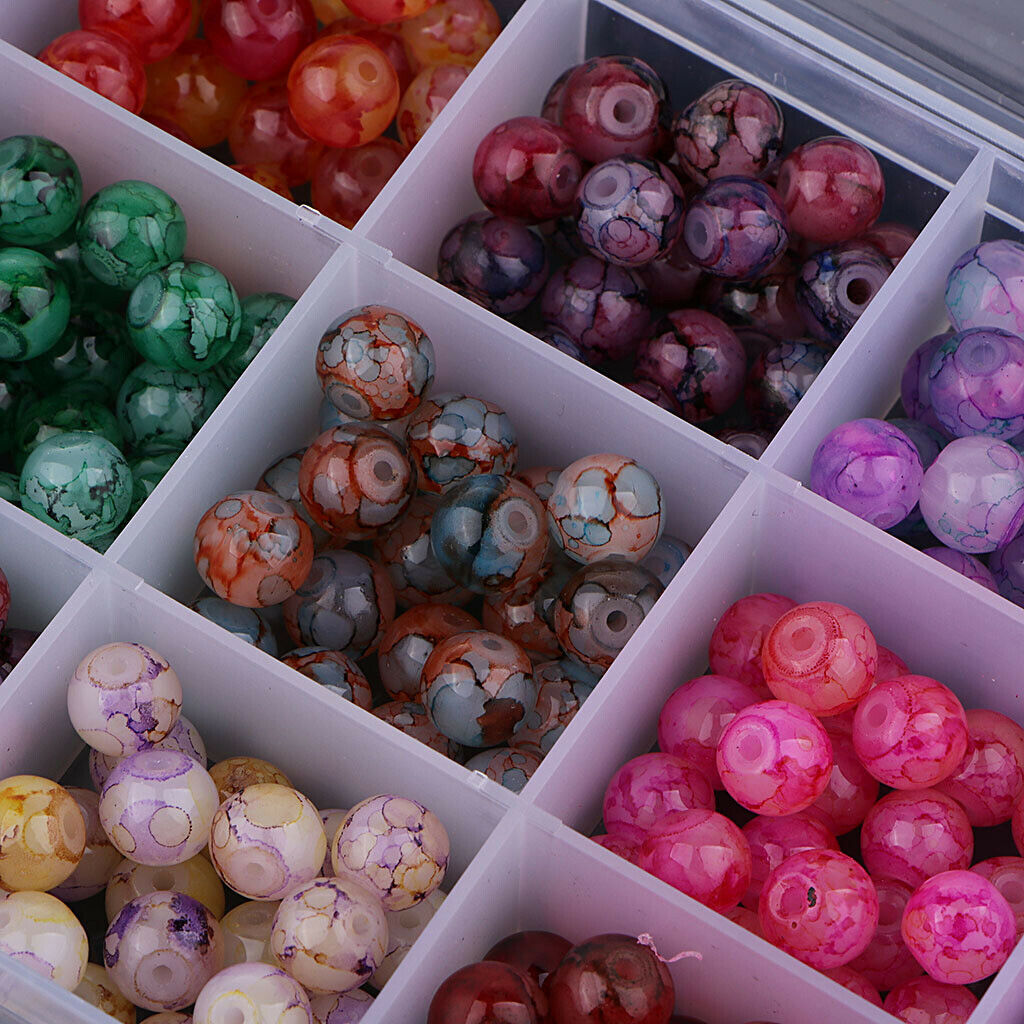 300Pcs 8mm Assorted Colors Crystal DIY Charms Baking Painted Beads DIY Bracelet