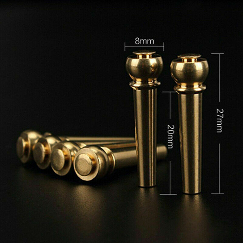 6PC Acoustic Guitar Brass Bridge Pins Brass Cone String Dot Solid String Nails