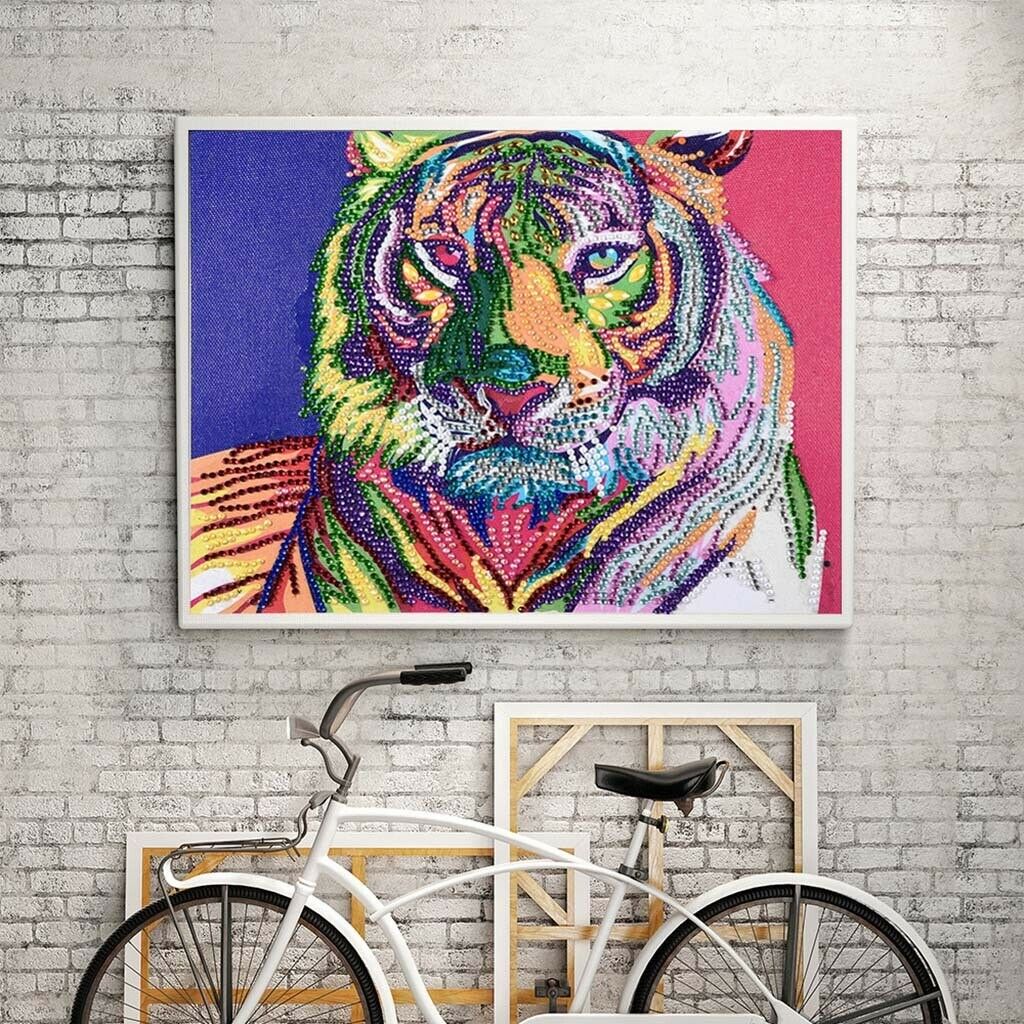 5D Diamond Painting Colorful Tiger Pictures Partial Special Drill Painting