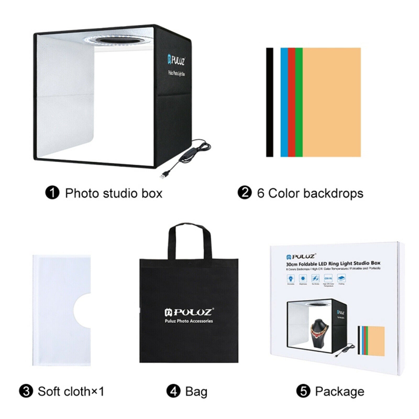 Portable 30cm Folding Photo Shooting Tent Set with 6 Backdrops Foldable