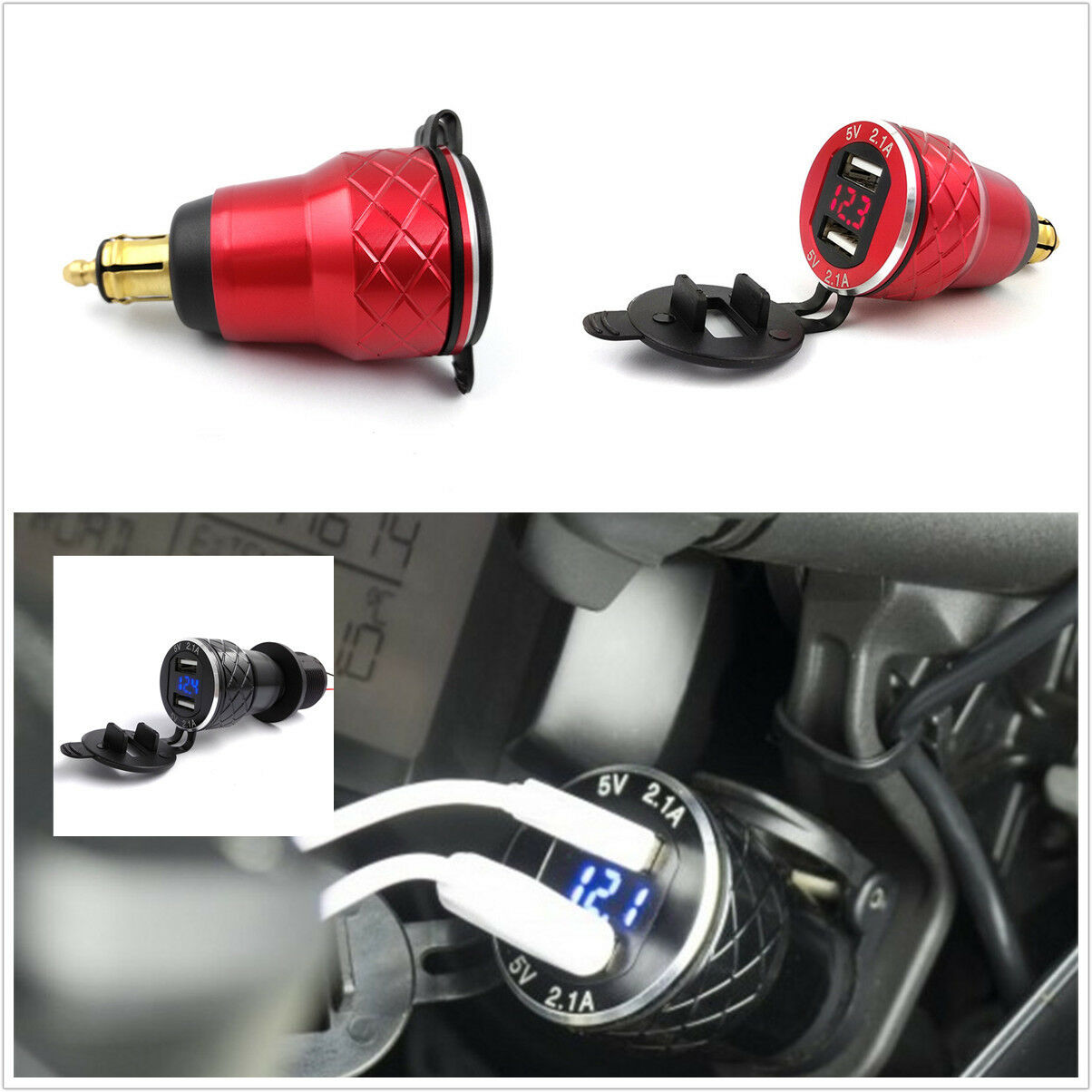 4.2A USB Charger For BMW Motorcycle F700/R1200 GS R1200RT  LED Voltage Display
