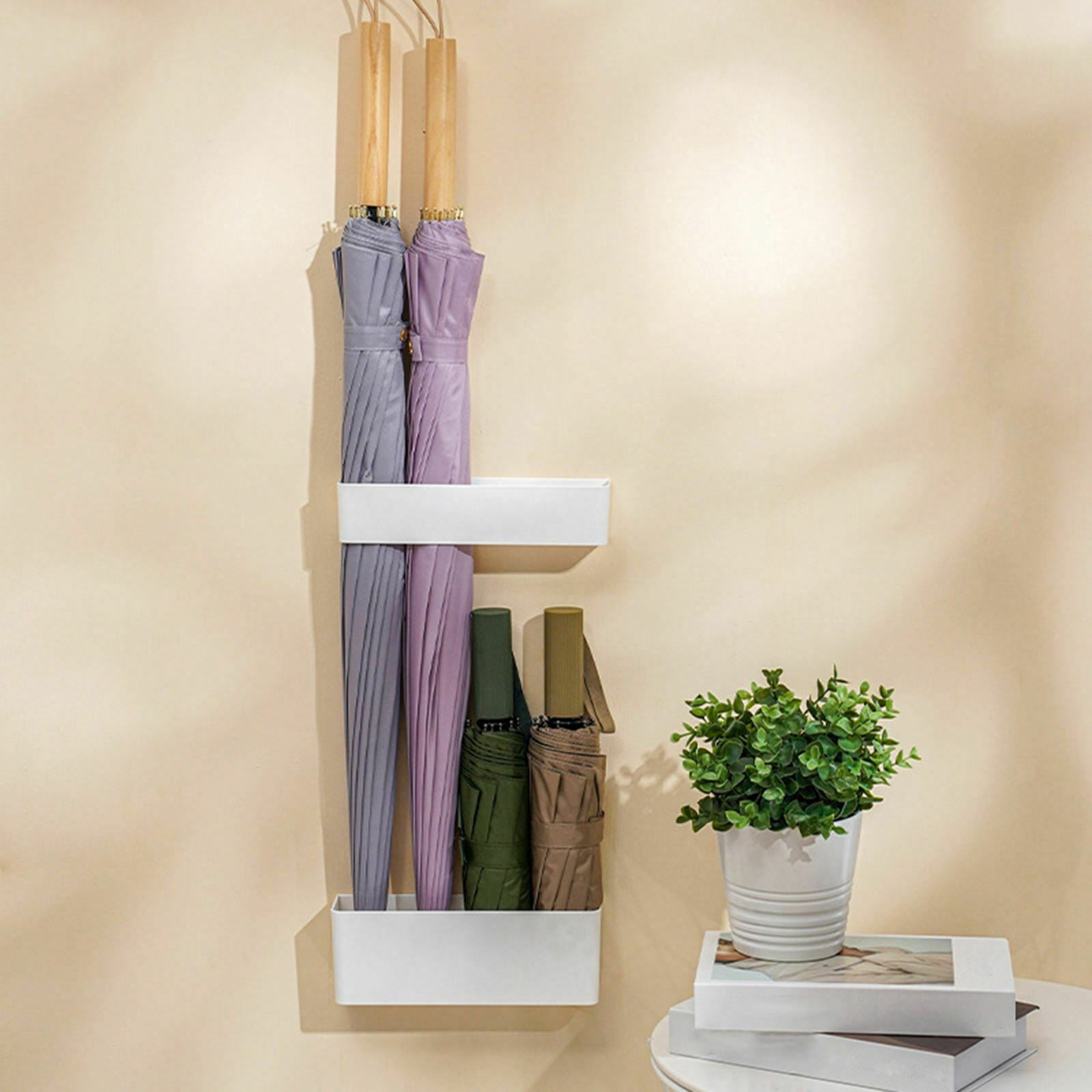 Umbrella Storage Rack Wall Mounted Easy Pour Water Stand for Door Bars