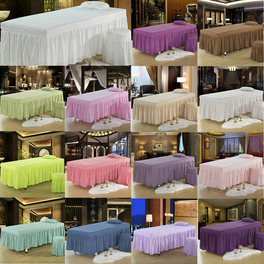 Massage Table Skirt Beauty Bed Cover Valance Sheet - White, as described