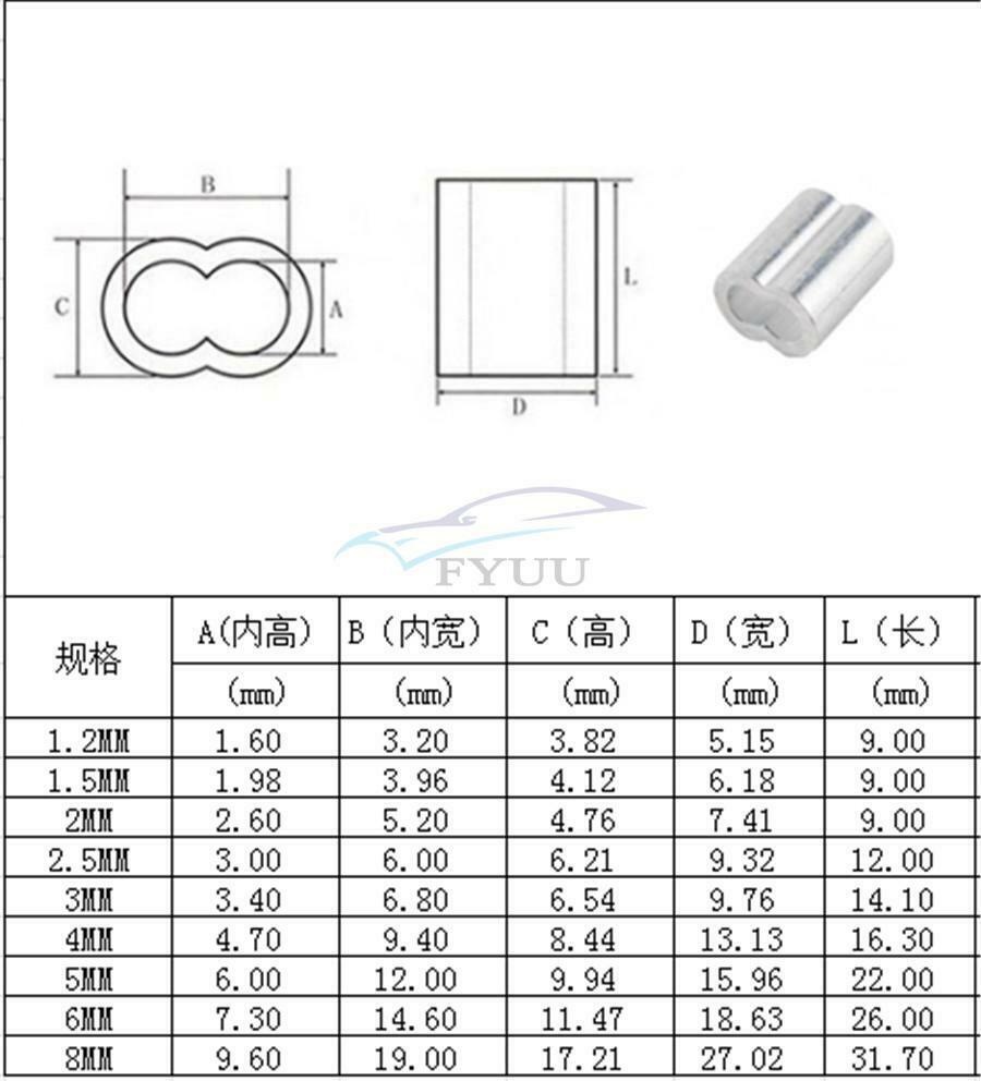 195PCS Stainless Steel Sleeve Aluminum Crimping Ring Sleeve For Wire Rope Cable