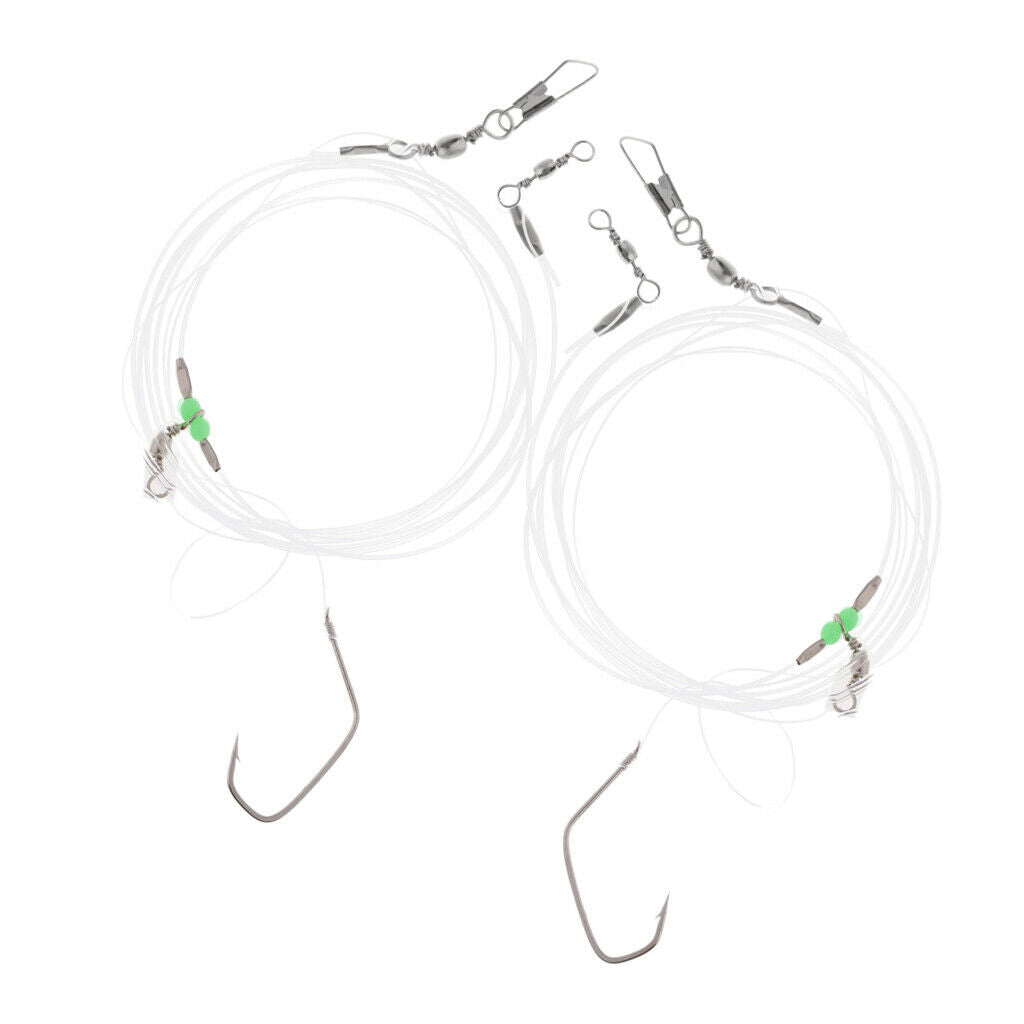 Fishing Wire Leader with 2pcs Hooks Swivels Snaps Beads Sea Fishing Tackle
