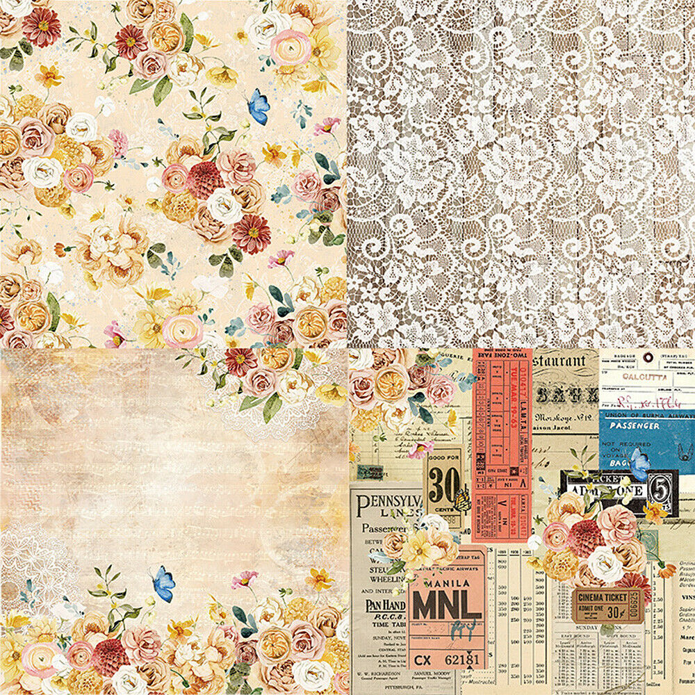 12pcs 6'' Flower Paper Pad Scrapbooking Album Journal Stationery Card Decor DIY