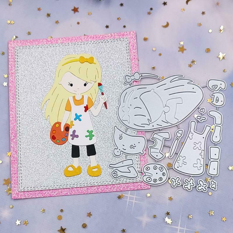 DIY Girl Painting Scrapbook Embossing Stencil Album Steel Mould for Paper Card