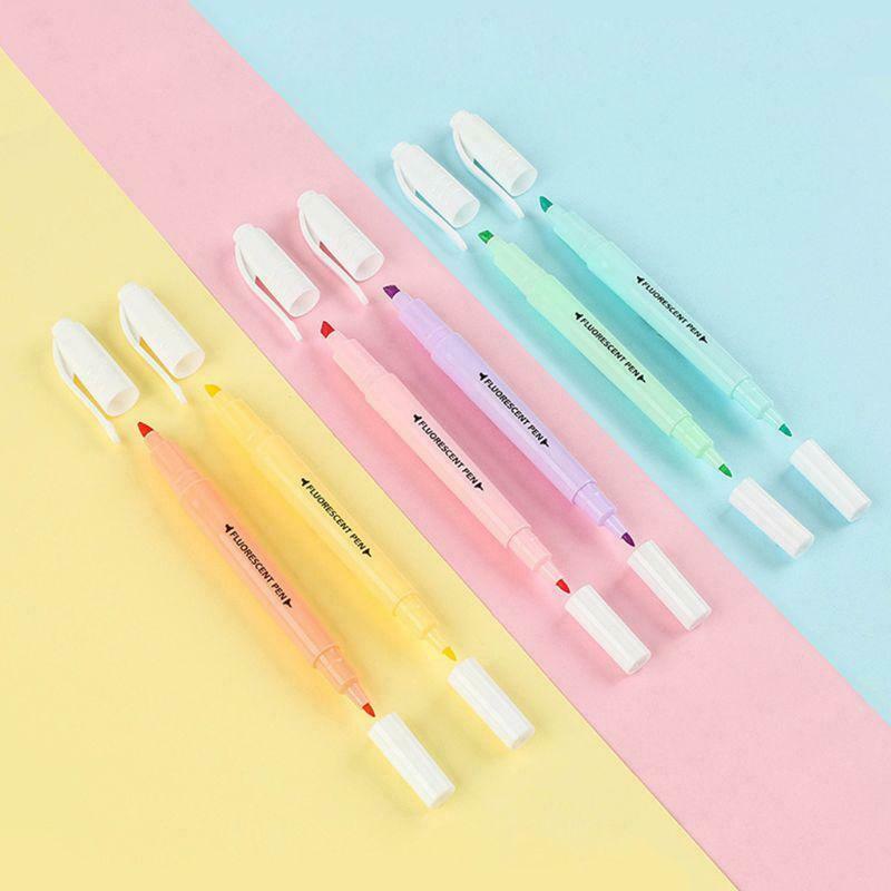 Candy Color Highlighter Pen Double Headed Fluorescent Marker Pen School Supplies