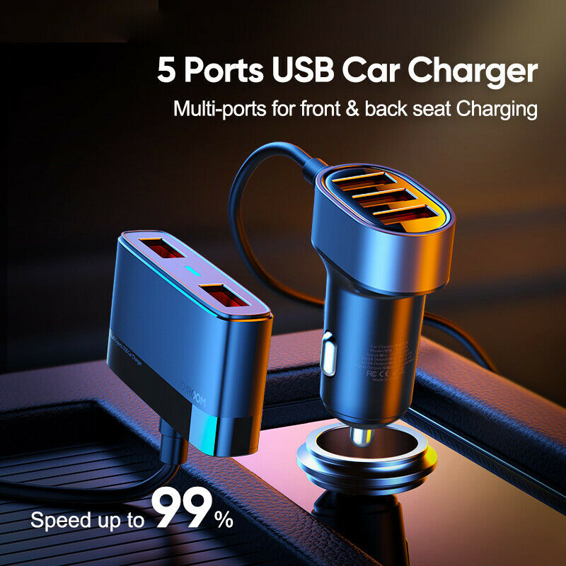 1 in 5 Car Phone Fast Charging 5 Ports USB Charger Adapter For Universal 12V-24V