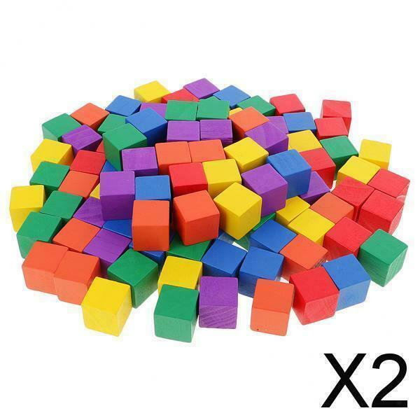 2X 100x Colored Wood Blocks Creative Games Color Cubes 0.78inch DIY Projects