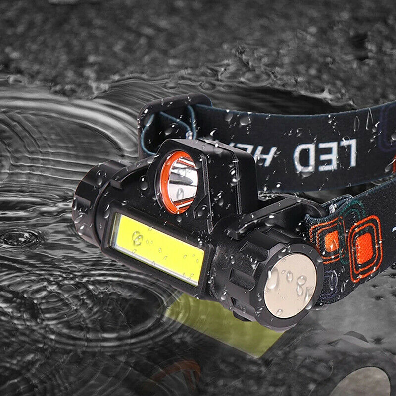 USB 18650 Rechargeable Battery LED Headlamp COB Work light 2 Mode With Ma.l8