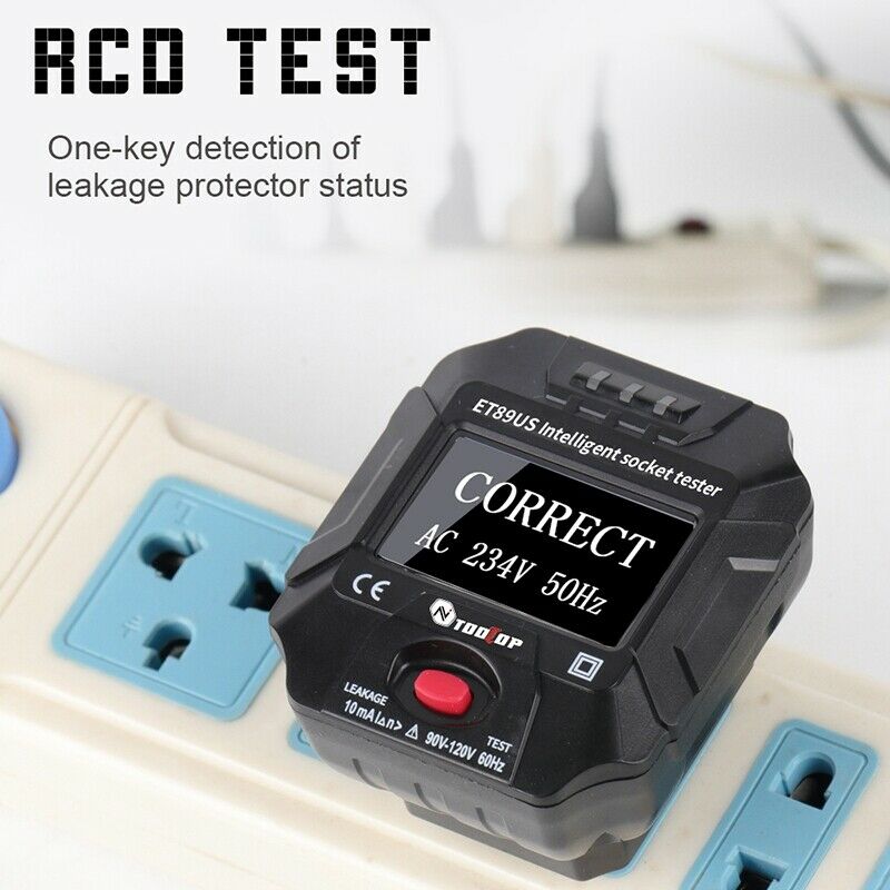 2X(TOOLTOP ET89 Socket Detector Digital Display Electric Socket Tester VoltA8N4)