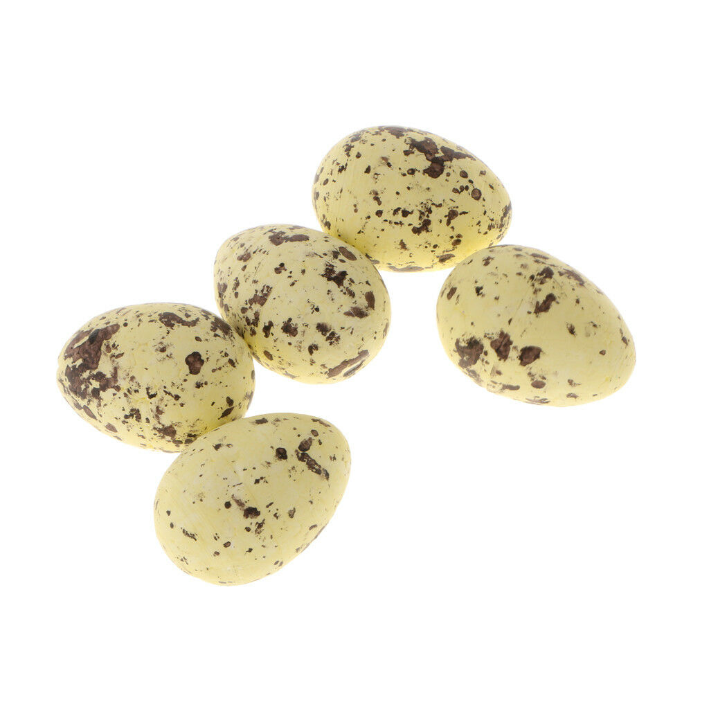 5pcs 1.6'' Artificial Egg Nest Eggs Easter Eggs Kitchen Staging Prop -Yellow