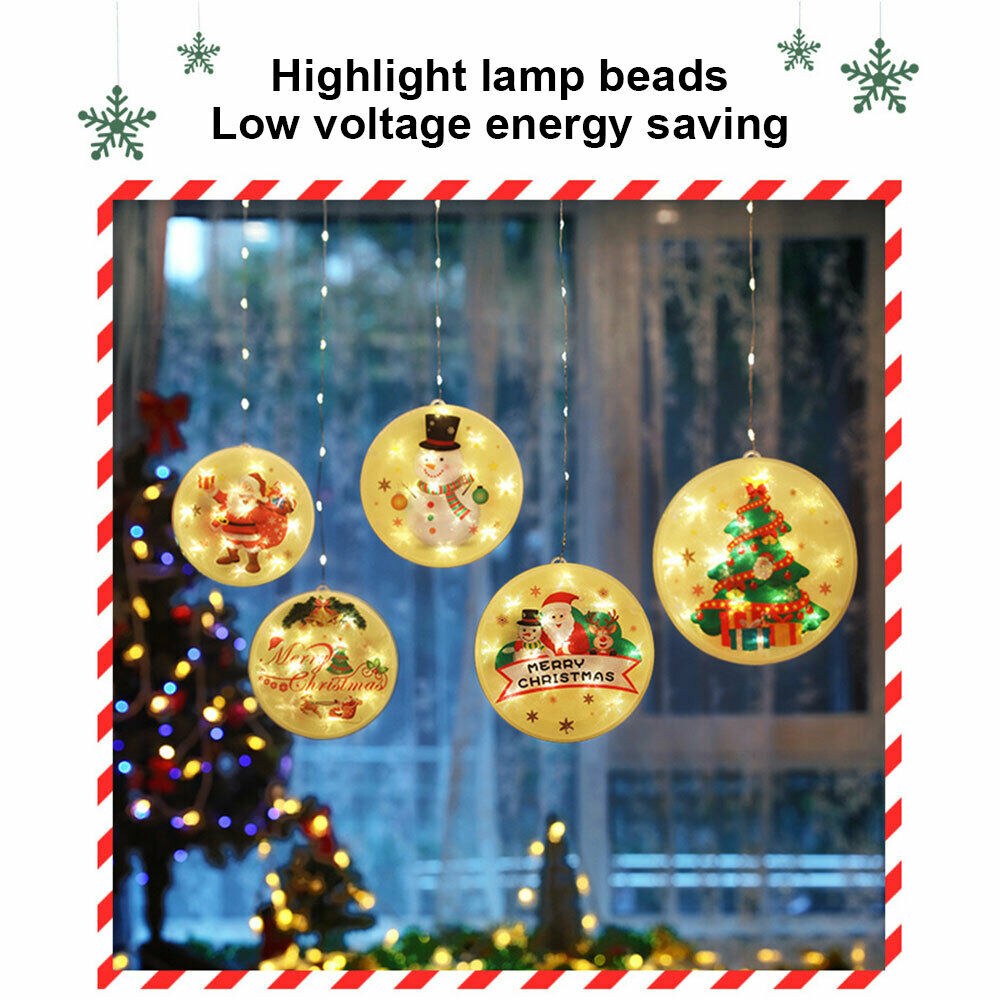 Christmas Party Decor Light Painting Hanging Santa Claus LED Lighting Chains