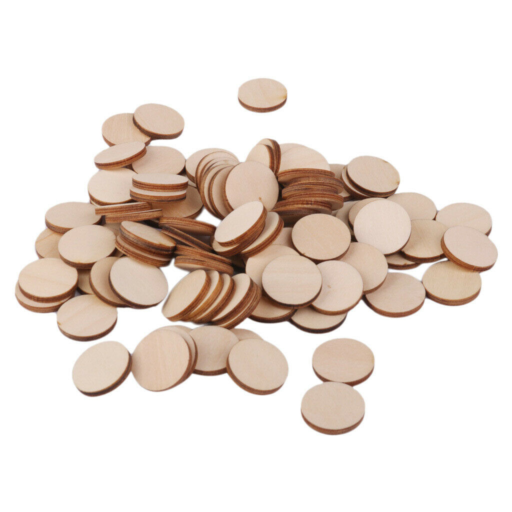 200 Natural Unfinished Round Wood Circle Cutout 10mm 20mm DIY Hobbies Craft