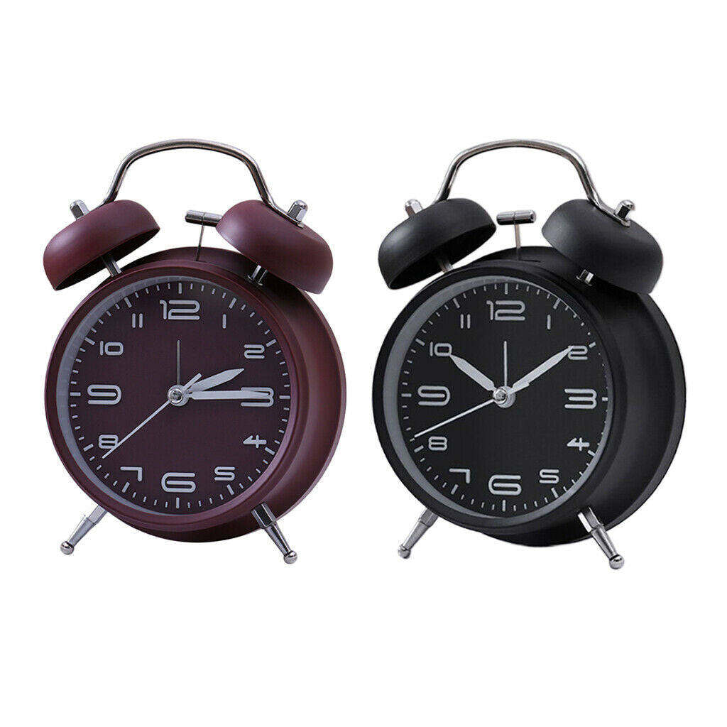 2pcs Keywind Bell Alarm Clock Matte Metal Surface Height Gloss Glass Shell