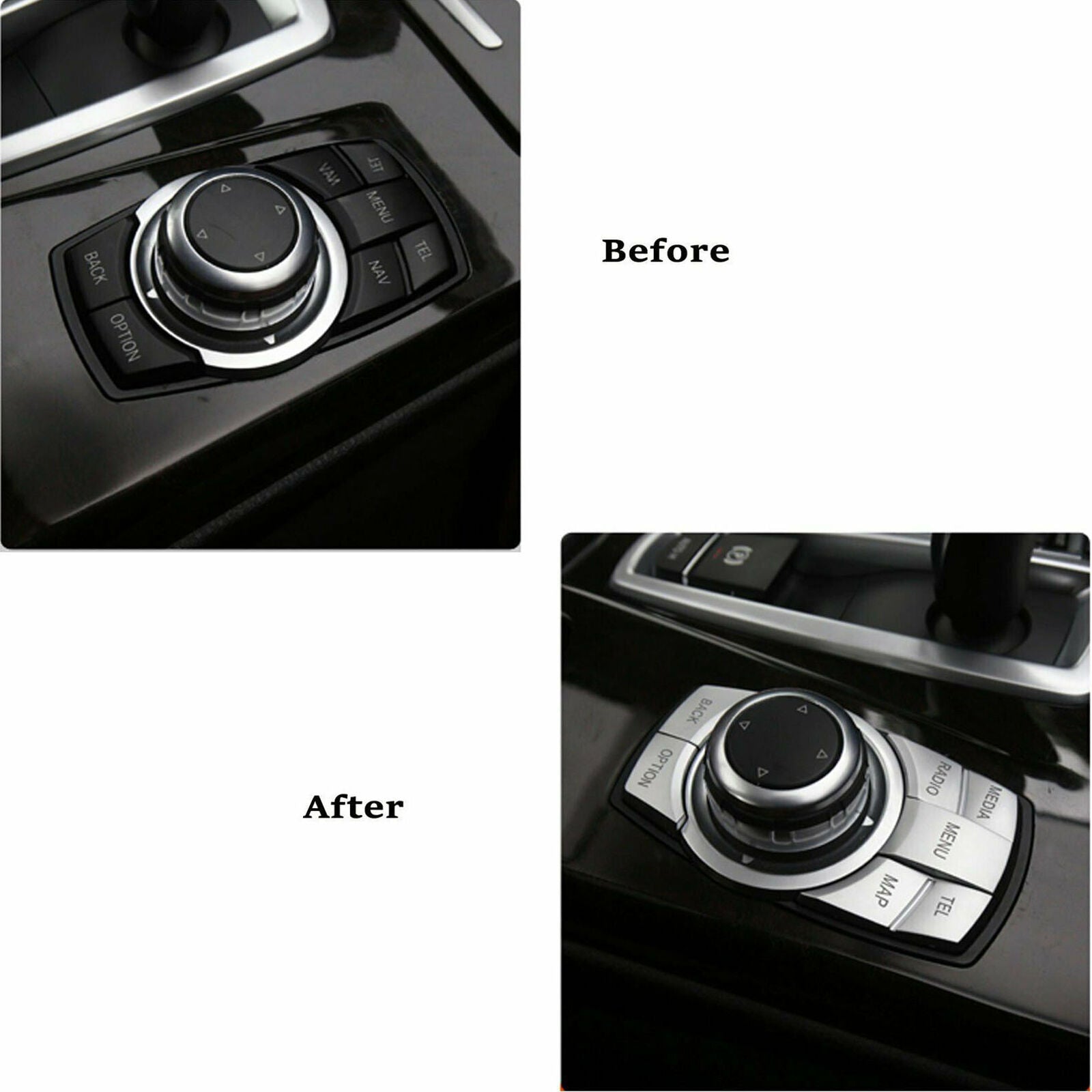 1 Set Chrome Multi Media Button Cover Decor Trim For BMW IDrive 1 3 4 5 6 X5 X6