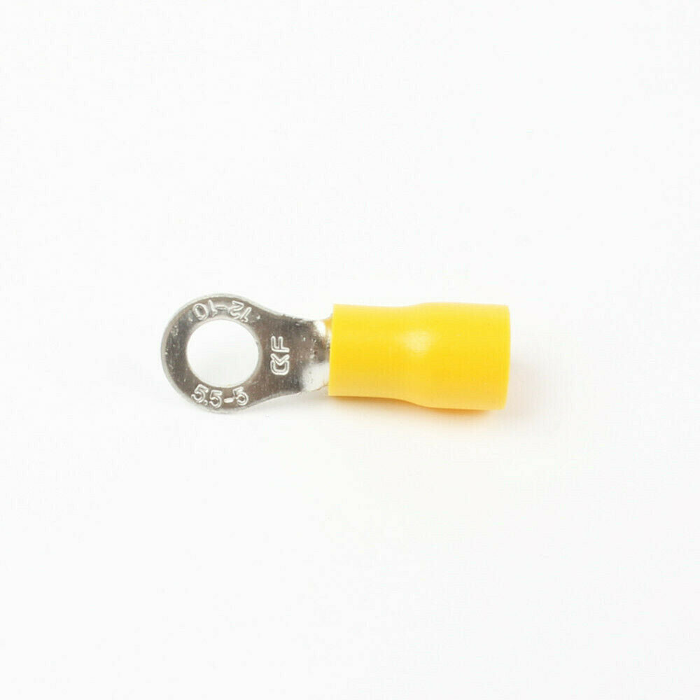 100PCS RV5.5-5 12-10AWG Yellow Sleeve Pre Insulated Ring Terminals Connector