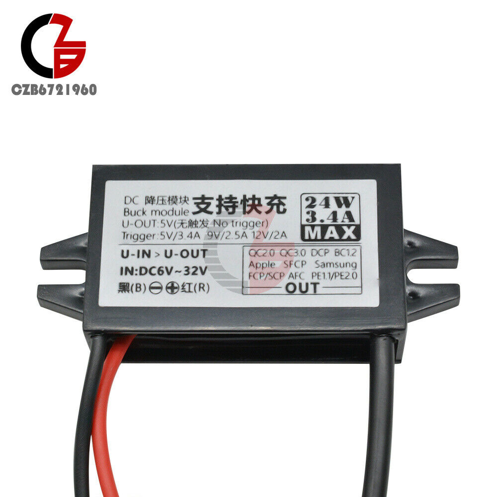 2x DC12-24V to QC2.0 3.0 Waterproof Buck Module Power Supply QC Charger Adapter