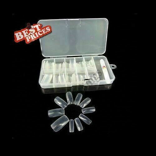 100 Clear False Nail Tip With Box UV Gel/Acrylic + Glue