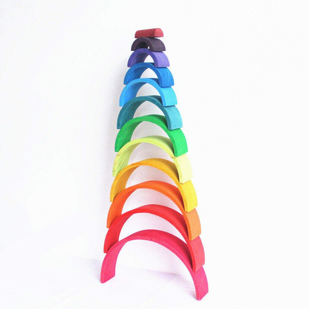 12Pcs Montessori Toys Rainbow Stacking Blocks Building Educational Toys Game