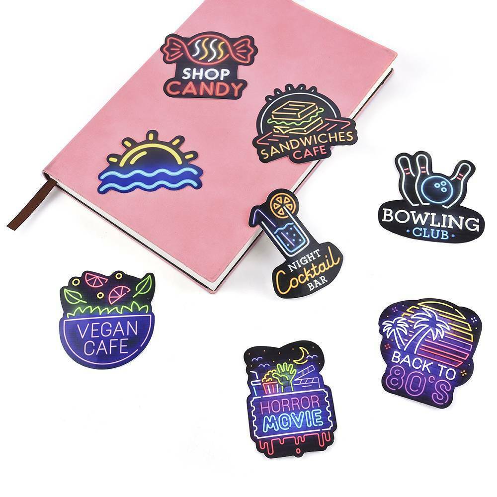 50 X Neon Sign Stickers Bomb Graffiti Decals Pack Laptop Car Luggage Skateboard