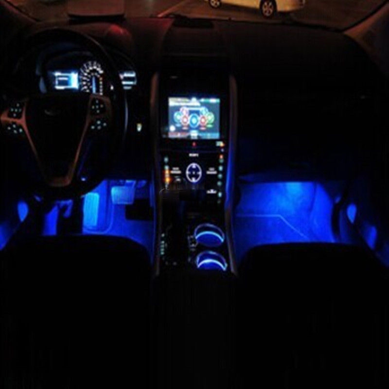 3-SMD Blue LED Strip Lights For Cup Holder Gauge Cluster Glove Box Foot Area
