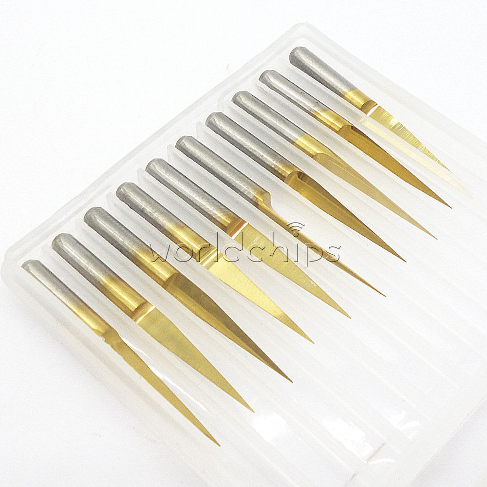 10PCS Carbide PCB Engraving Bits 3.175mm CNC Router Tool 10 Degrees 0.1mm V-Shap