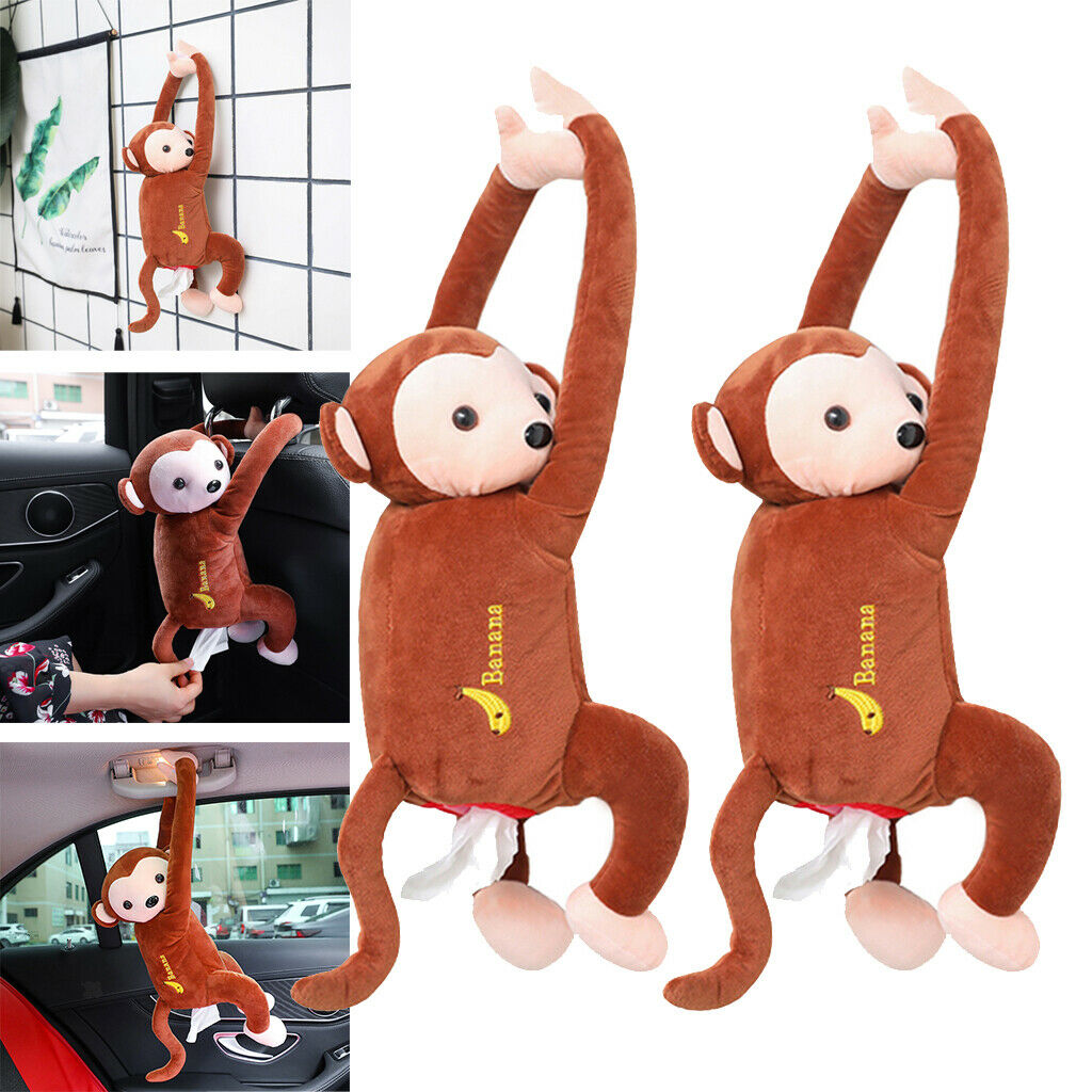 Soft Plush Vehicle-mounted Monkey Tissue Paper Storage Box For Car Room